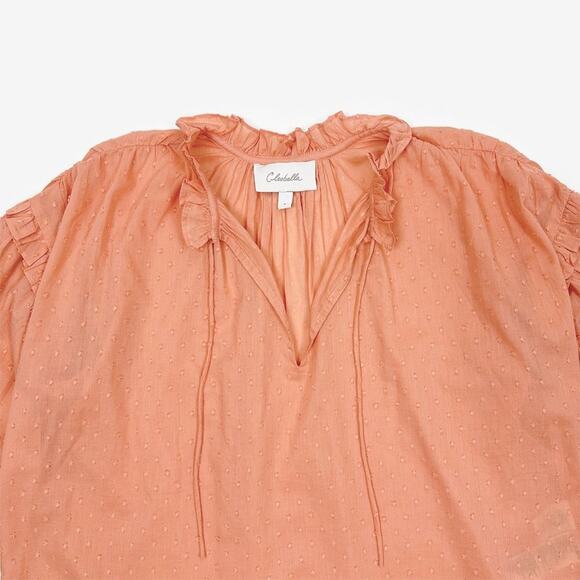 Cleobella Phoenix Blouse Size L Coral Organic Cotton Boho Peasant Cottage Flowy - Picture 7 of 11